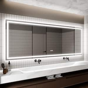 96 in. W x 36 in. H Rectangular Frameless Anti Fog Front,Back LED Color Adjustment Wall Bathroom Vanity Mirror in Silver