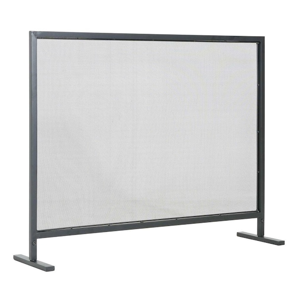 Avex Black Iron 1-Panel 38 in. Fireplace Screen with Breathable Mesh Design