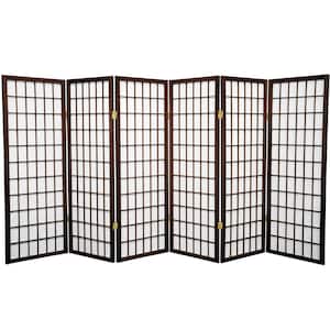 4 ft. Short Window Pane Shoji Screen - Walnut - 6 Panels