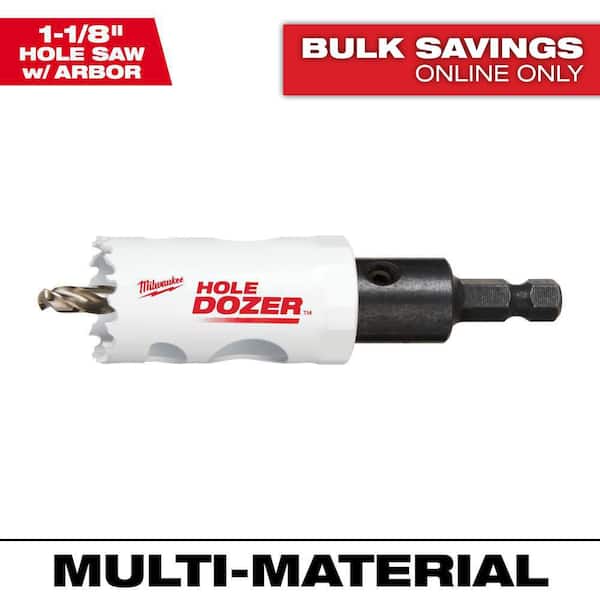 Milwaukee 1-1/8 in. Hole Dozer Bi-Metal Hole Saw with 3/8 in. Arbor & Pilot Bit
