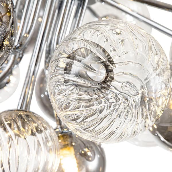 HUOKU Tauvy 18-Light Polished Chrome Bubble Sputnik Cluster Large