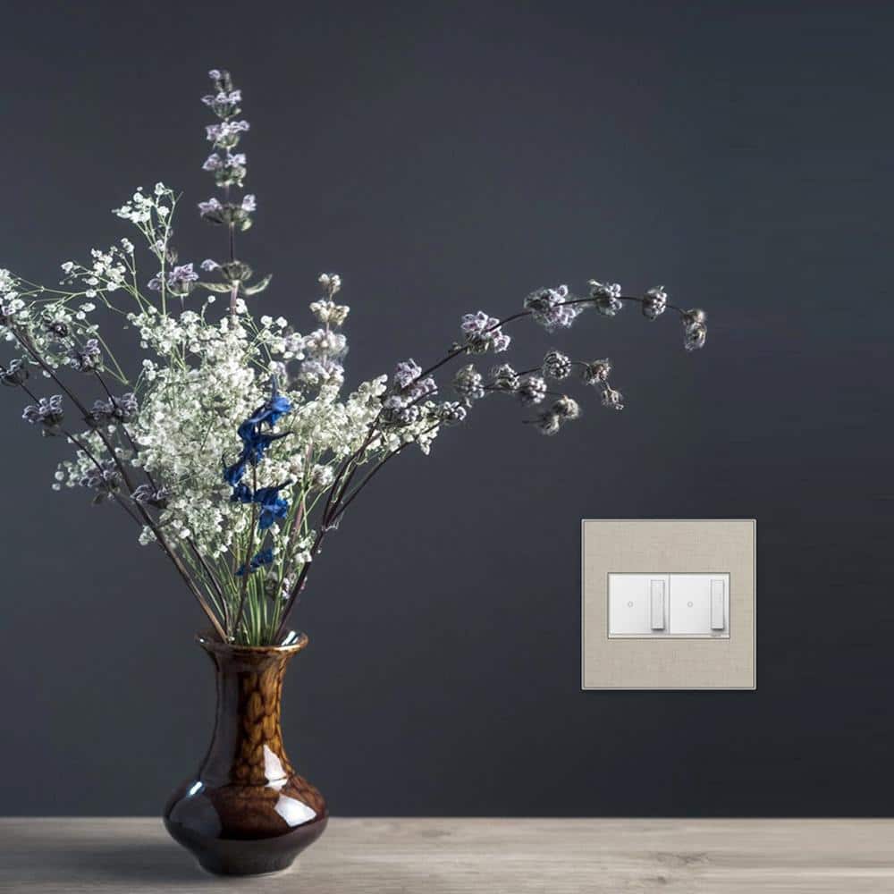 True Linen 2-Gang Wall Plate in Gray Fabric Finish