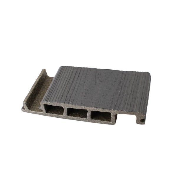 Water-Shedding 1 in. x 5.25 in. x 3 in. Boardwalk Gray Composite Deck Board Sample