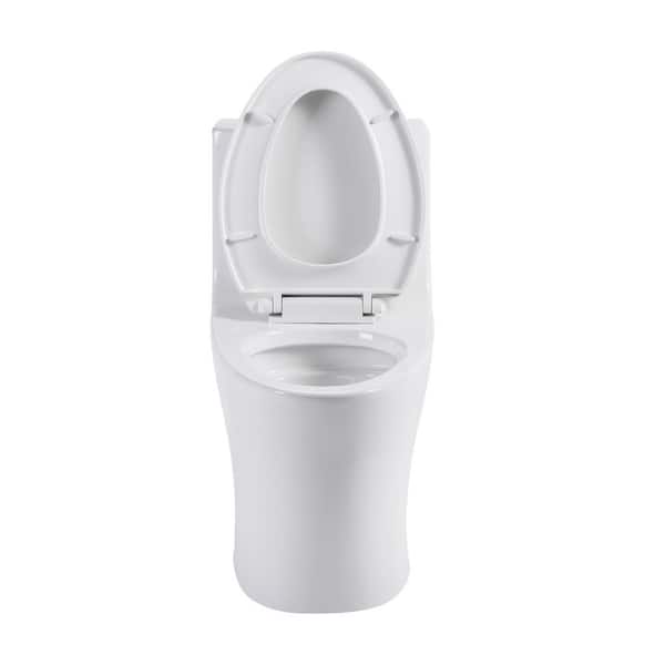 Dual Flush 0.88/1. 2GPF Elongated 1-Piece Toiletl in Glossy White with Soft Seat, 12 in. Rough In, ADA Comfort Height