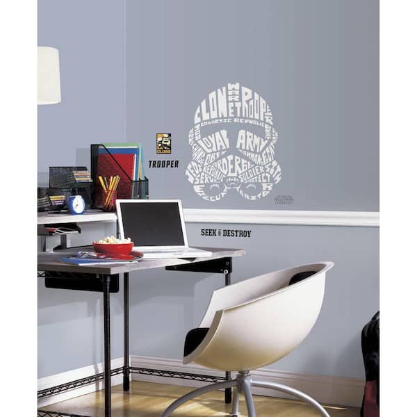RoomMates 19 in. Multi Color Star Wars Typographic Clone Trooper Peel and Stick Giant Wall Decals