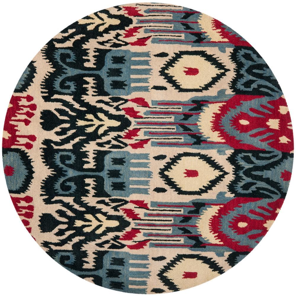 Beige 2' x 3' Safavieh Ikat Collection IKT466A Handmade Premium Wool Accent Rug Blue Beige 2' x 3' Safavieh Ikat Collection IKT466A Handmade Premium Wool Accent Rug Blue