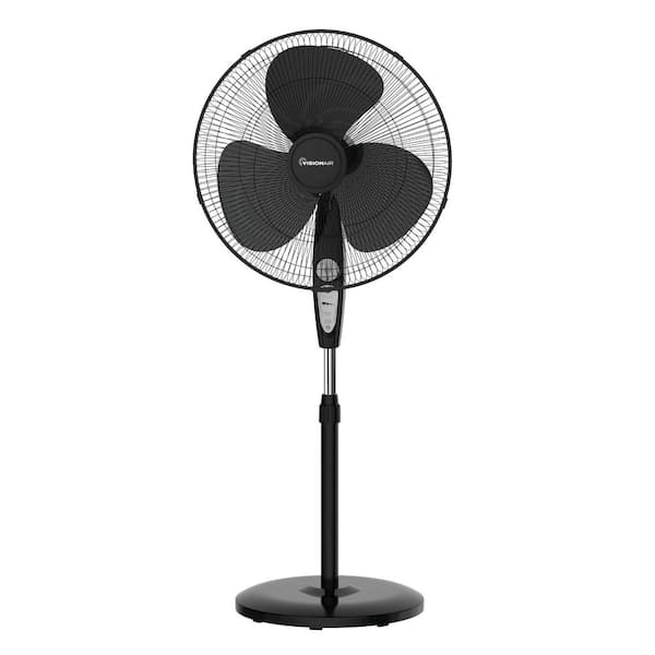 18 in. Oscillating Pedestal Fan with Remote, Black