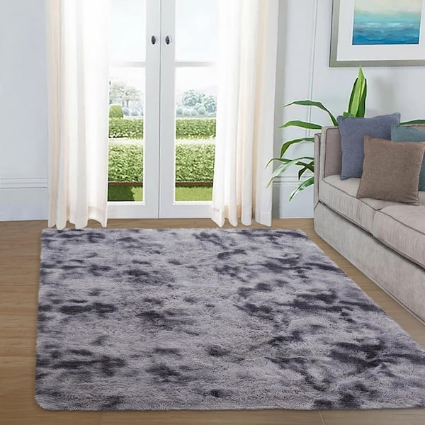 Fluffy and Sheepskin Dark Grey 8 x 10 ft. Plush Shag Rug, Soft Fuzzy Non-Slip for Bedroom Nursery Kids Playroom Decor