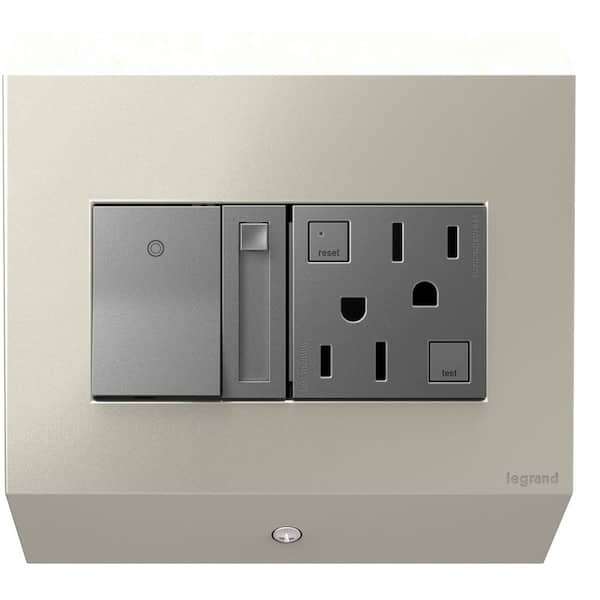 Legrand 2-Gang Control Box 2-Direct Wire with Paddle Dimmer x DPD703EM/GFCI x GRTR152M/2-End Caps Left and Right
