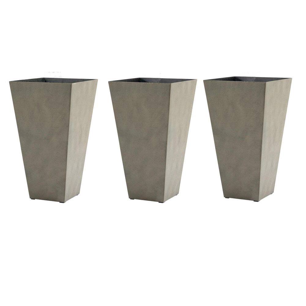 Hot Seller 28 in. H Gray Polypropylene Square Planter, Flower Pots with Drainage Hole, Self-Drainage (3-Pack) price history on PriceWatchPro