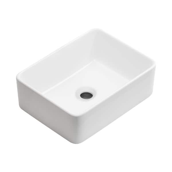 16 in. Drop-In/Undermount Single Bowl White Ceramic Kitchen Sink