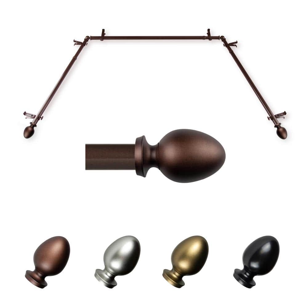 Tomesha 20-36 in. sides, 38-72 in. center Adjustable Bay Window Curtain Rod 13/16 in. in Cocoa with Finial price history on PriceWatchPro