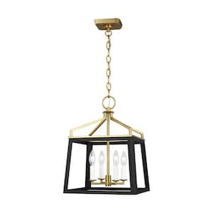 Carlow 13.5 in. W x 18.375 in. H 4-Light Midnight Black Indoor Dimmable Medium Lantern Chandelier with No Bulbs Included