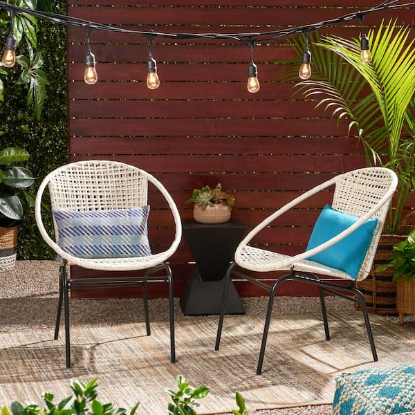 Unbranded 2 Pieces PE Rattan Outdoor Club Lounge Chairs for Patio Lawn Backyard White
