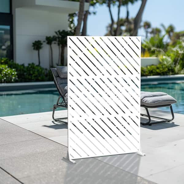 72 in. x 47 in. White Outdoor Metal Galvanized Privacy Screen Fence Garden Panels