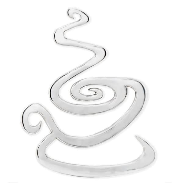 HomeRoots 0.5 in. x 27.5 in. Silver Silver Cast Aluminum Coffee Cup Wall Art 1-Piece