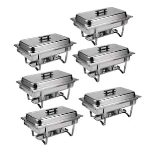 9 Qt. Silver Stainless Steel Chafing Dish Set with Foldable Legs 6-Pieces/Sets