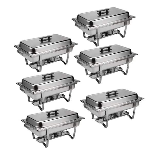 Unbranded 9 Qt. Silver Stainless Steel Chafing Dish Set with Foldable Legs 6-Pieces/Sets