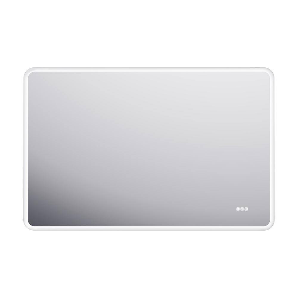 55 in. W x 36 in. H Rectangular Framed Defogging LED Light Wall Bathroom Vanity Mirror in Matte White price history on PriceWatchPro