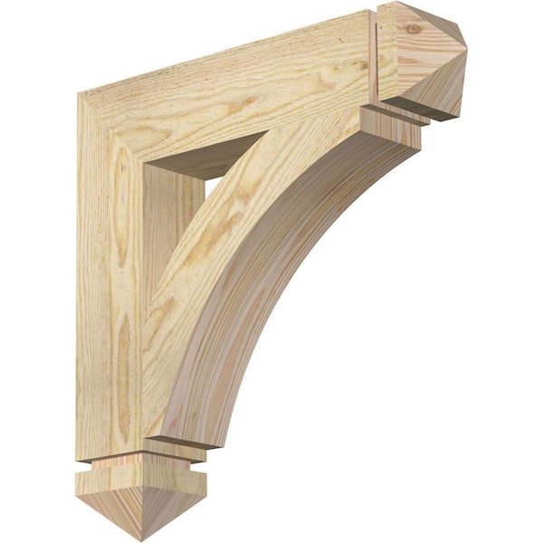 Ekena Millwork 4 in. x 20 in. x 20 in. Douglas Fir Thorton Arts and Crafts Rough Sawn Bracket