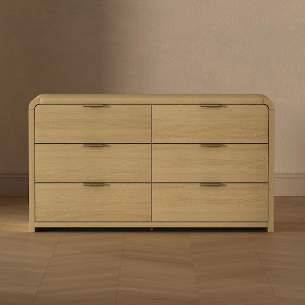 golden oak 6 drawer dresser Manhattan Comfort 60