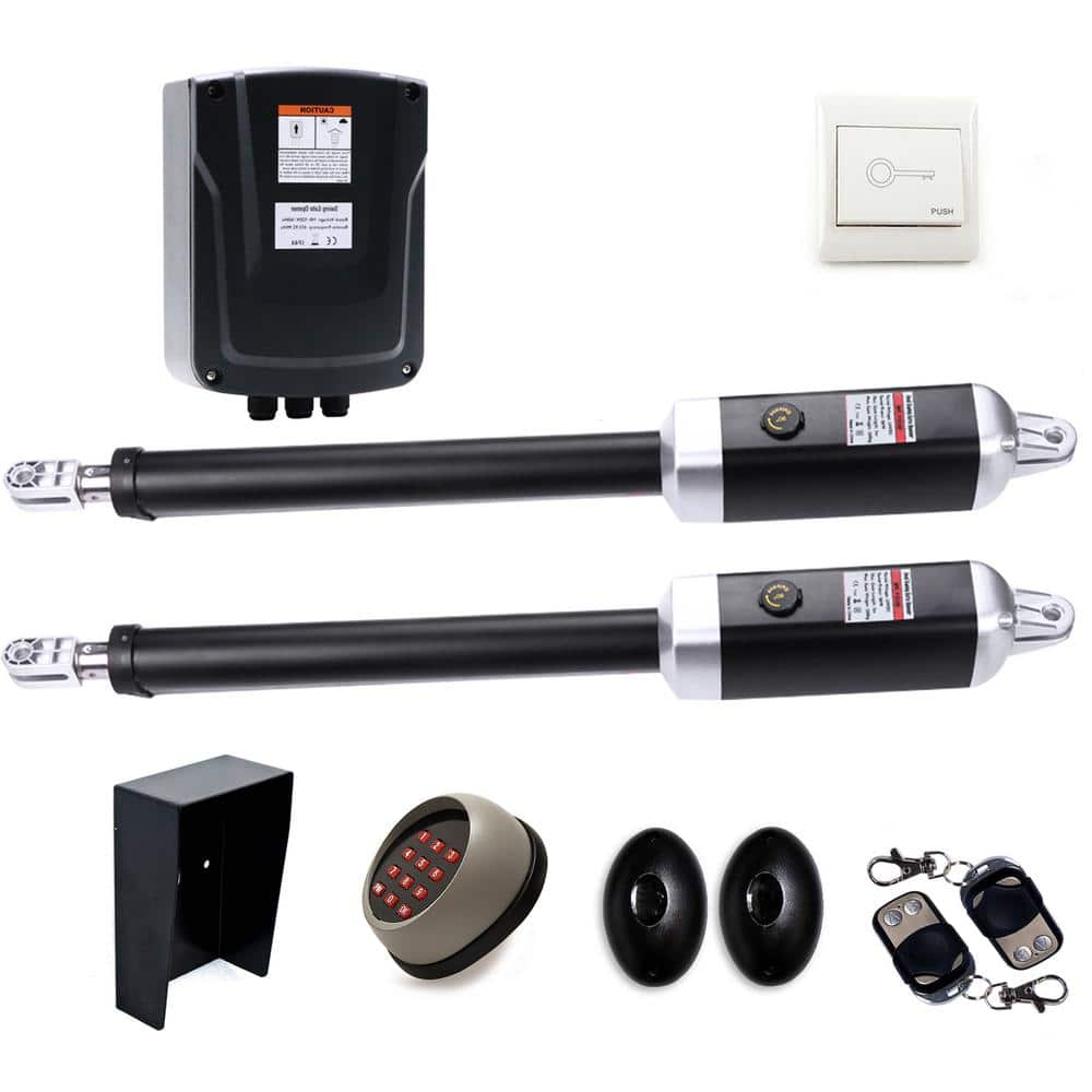 London Style Black Steel Dual Swing Driveway Gate with Opener