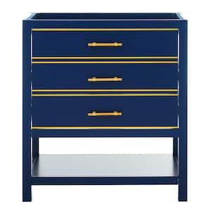 29.13 in. W x 17.70 in. D x 33.10 in. H Bath Vanity Cabinet without Top in Blue with 2-Drawers, Open Storage