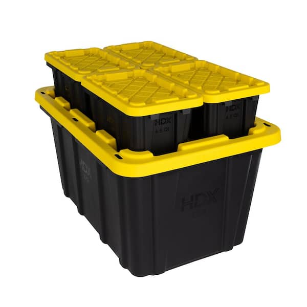 HDX Tough Storage Tote in Black with Yellow Lid 999-6QT-HDX