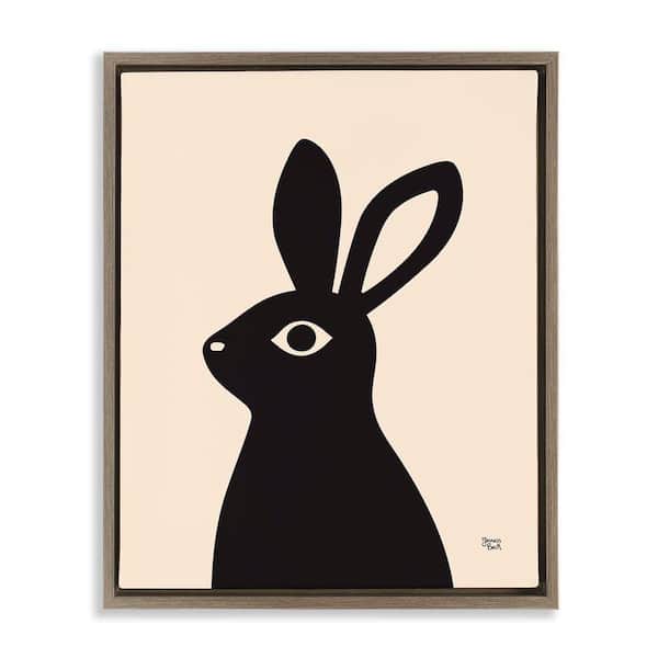 Stupell Industries Black Bunny on Cream by Jessica Beck Brown Floater Frame Animal Graphic Art Print 21 in. x 17 in.