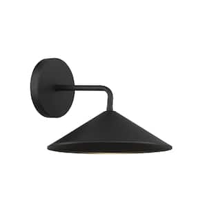 City Streets 1-Light Sand Black LED Outdoor Wall Mount Sconce