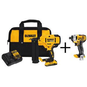 20V MAX Lithium-Ion 18-Gauge Cordless Brad Nailer Kit and 1/4 in. Impact Driver with 2.0Ah Battery Pack and Charger