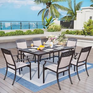 7-Piece Metal Outdoor Dining Set with 6 Aluminum Sling Chairs and Rectangle Table