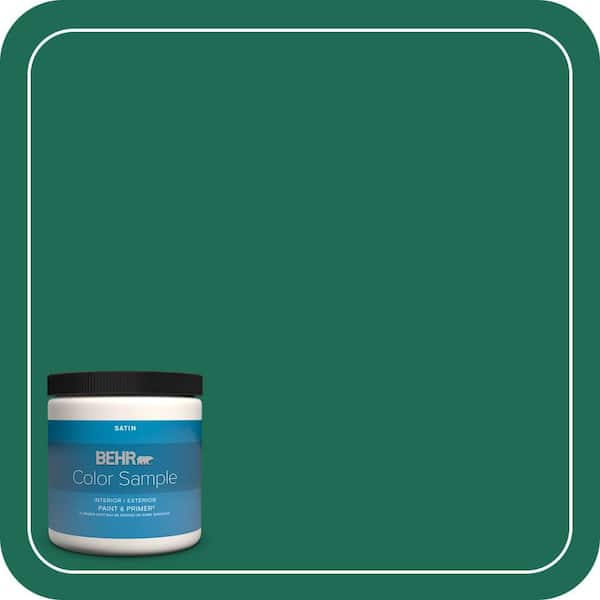 BEHR PREMIUM PLUS 8 oz. #P430-7 Sparkling Emerald Satin Enamel Interior/Exterior Paint & Primer Color Sample