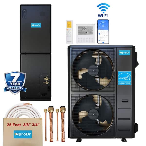 ENERGY STAR Wi-Fi 5-Ton 17.5 SEER2 60,000 BTU Inverter Ducted Split System Central AC with Heat Pump, 25 ft. Lineset