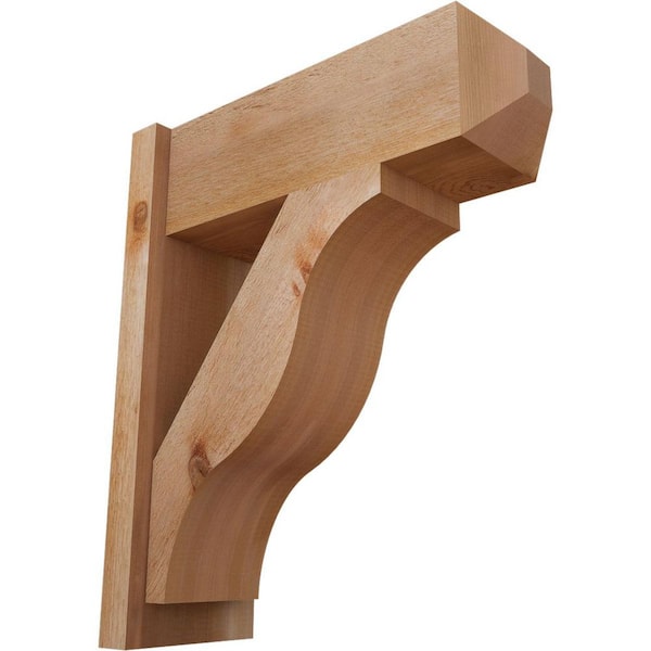 Ekena Millwork 8 in. x 26 in. x 22 in. Western Red Cedar Fuston Craftsman Rough Sawn Outlooker