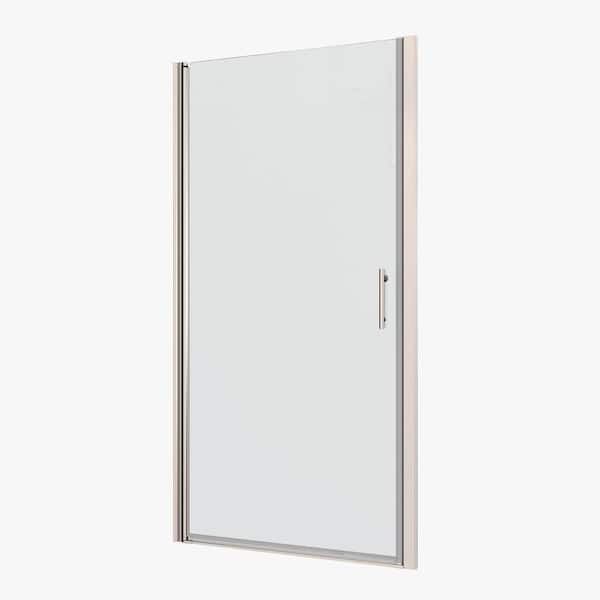 30 in. - 31 3/8 in. W x 72 in. H Universal Pivot Shower Door with Polished Chrome Finish and Tempered Glass