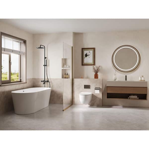 3-Spray Round Wall Mount Wall Bar Shower Kit with Tub Spout, Adjustable Height 2.5 GPM in Matte Black Valve Included