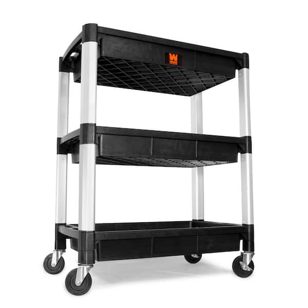 WEN 73163 300 lbs. Capacity 32 in. x 18.5 in. Triple Decker Service 3-Tray and Utility Cart - 3