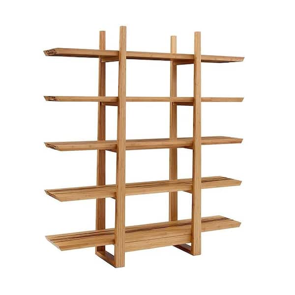Greenington Accents 72 in. Caramelized/Exotic Tiger Bamboo 5-Shelf Etagere Bookcase with Open Back