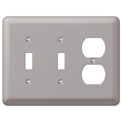 Declan 3 Gang 2-Toggle and 1-Duplex Steel Wall Plate - Pewter