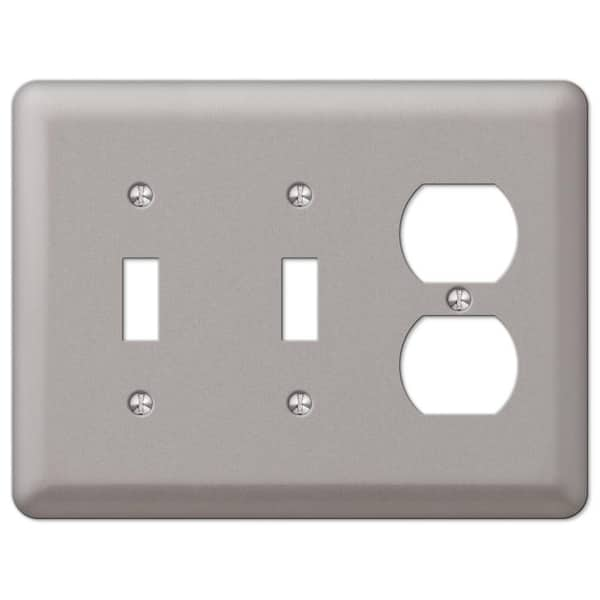 AMERELLE Declan 3 Gang 2-Toggle and 1-Duplex Steel Wall Plate - Pewter