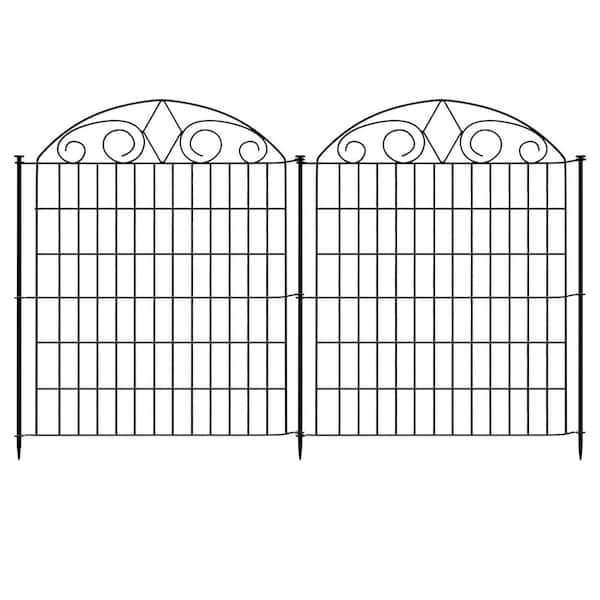 Decorative Garden Fence 10 Panels 24 ft. x 32 in. No Dig Tall Metal Temporary Barrier for Yard Pet Outdoor Use
