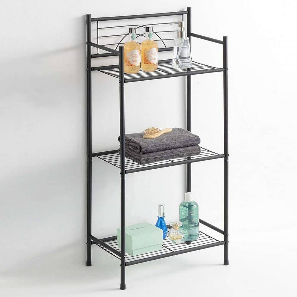 Organize It All Black 3-Tier Metal Freestanding Bathroom Shelf (13
