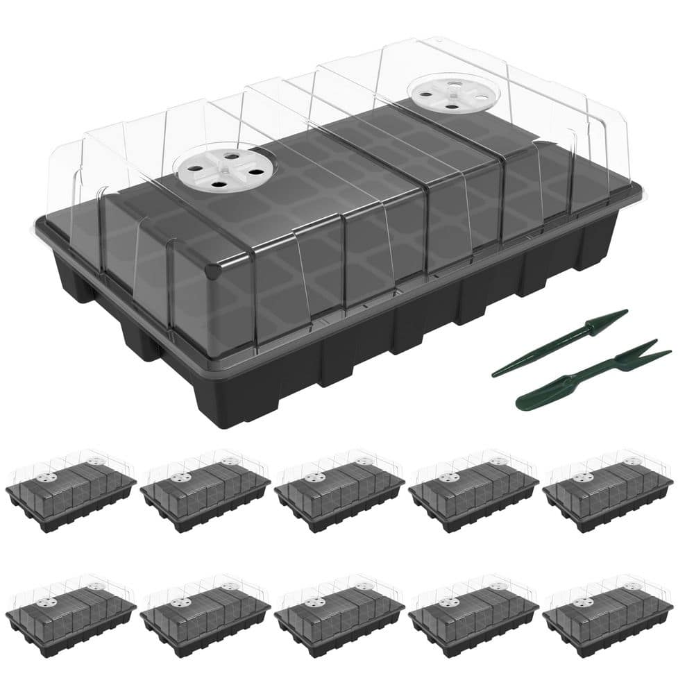 Indoor Seed Starter Tray Kit with Adjustable Vented Domes and Bases Total 400 Cells 10-Pack price history on PriceWatchPro