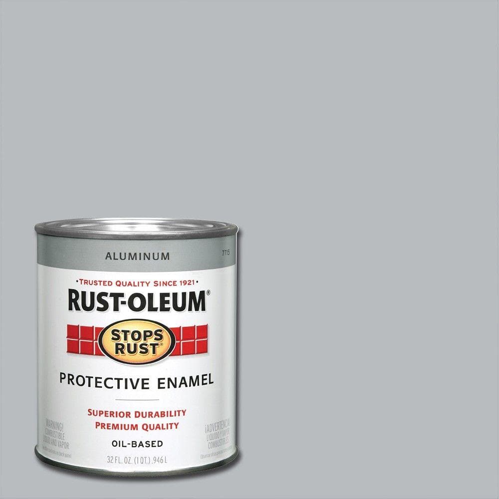 Rust-Oleum Stops Rust 1 qt. Protective Enamel Metallic Aluminum Interior/Exterior Paint (2-Pack), Silver -  7715502