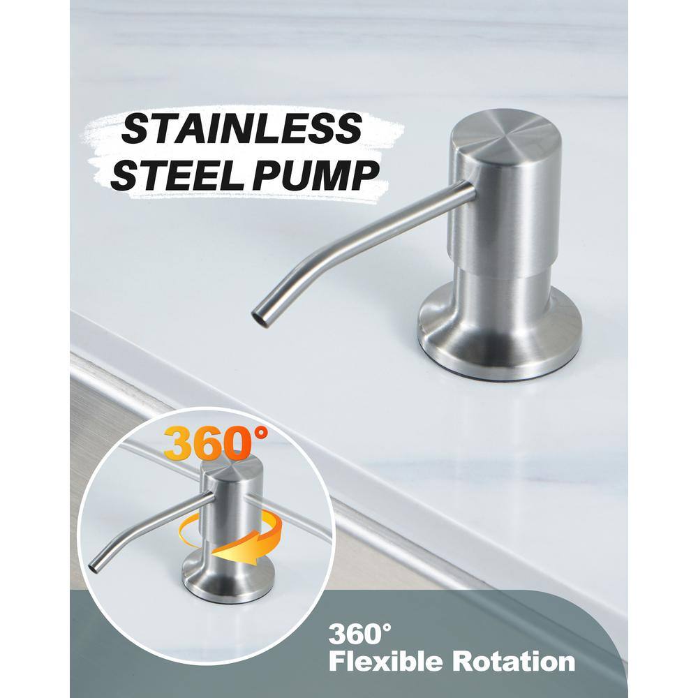 Brushed Nickel Stainless Steel Pull Down Kitchen Faucet with Soap Dispenser
