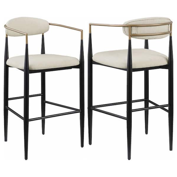 Coaster Tina 30 in. Beige Open Back Wood Bar Stool with Fabric Seat (Set of 2)