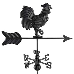 Modern Farmhouse-Inspired Rooster Cottage/Shed Size Weathervane 802KR with Roof Mount Black Finish