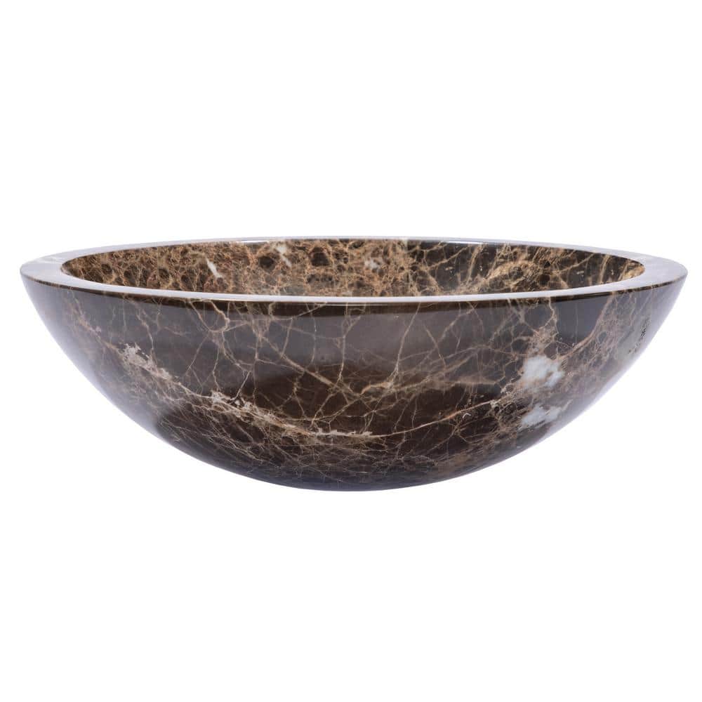 Dark Emperador Marble Circular Bathroom Vessel Sink