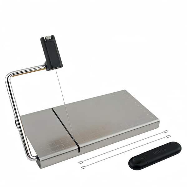 Stainless Steel Cheese Slicer with Board and 2 Replaceable Extra Wires for Kitchen, Block Cheese (1-Pack)